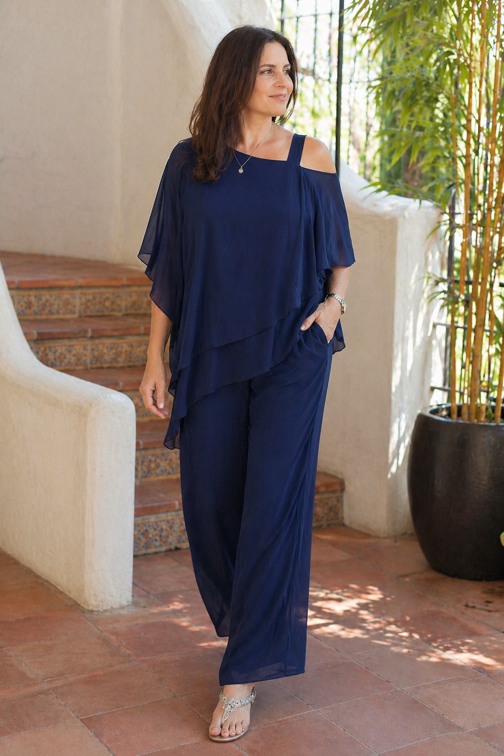 Juliette Chiffon Set in Navy