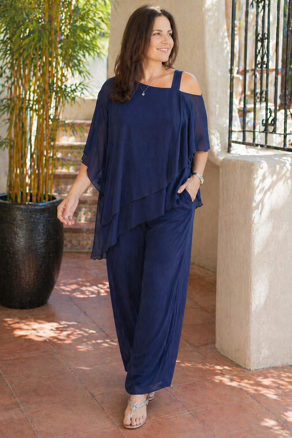 Juliette Chiffon Set in Navy