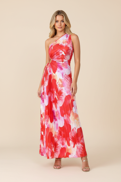 Juniper One-Shoulder Maxi Dress in Red