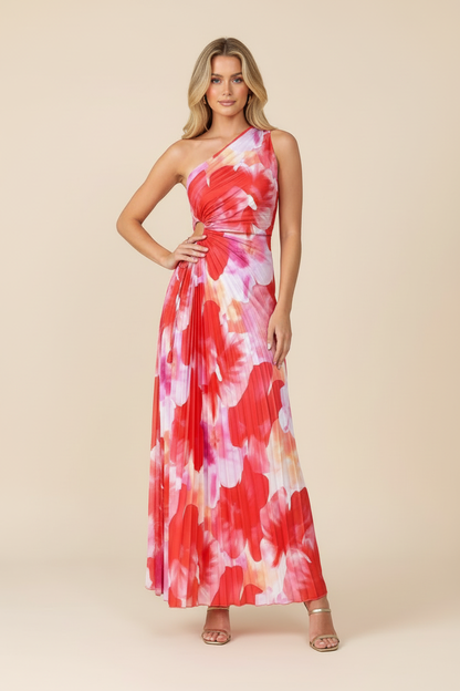 Juniper One-Shoulder Maxi Dress in Red
