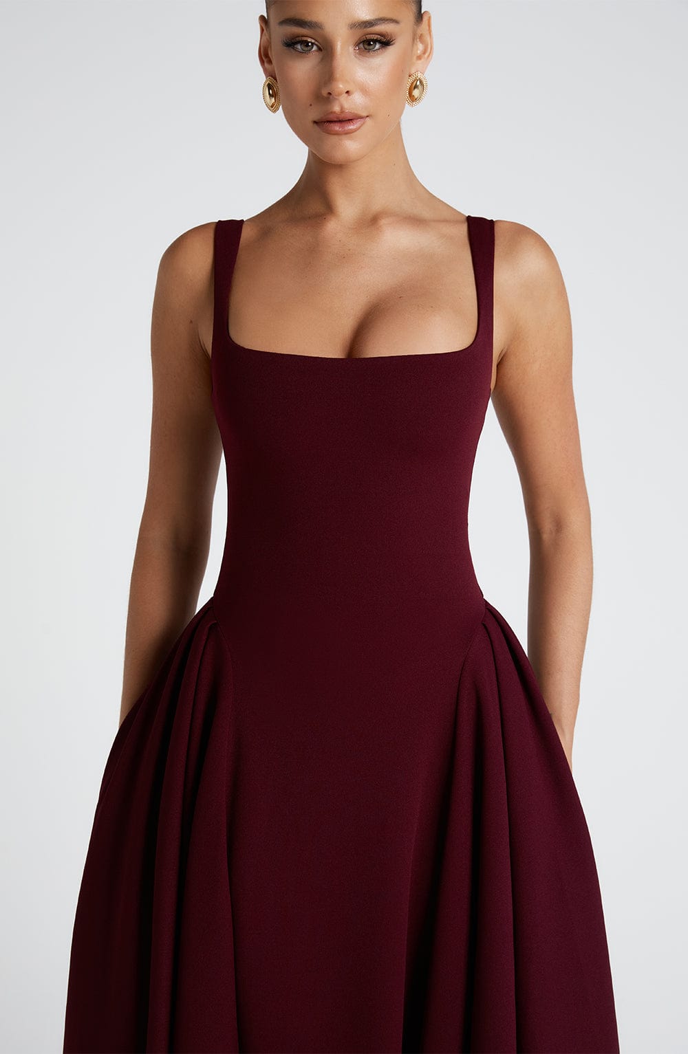 Women square neck midi dress, front view
