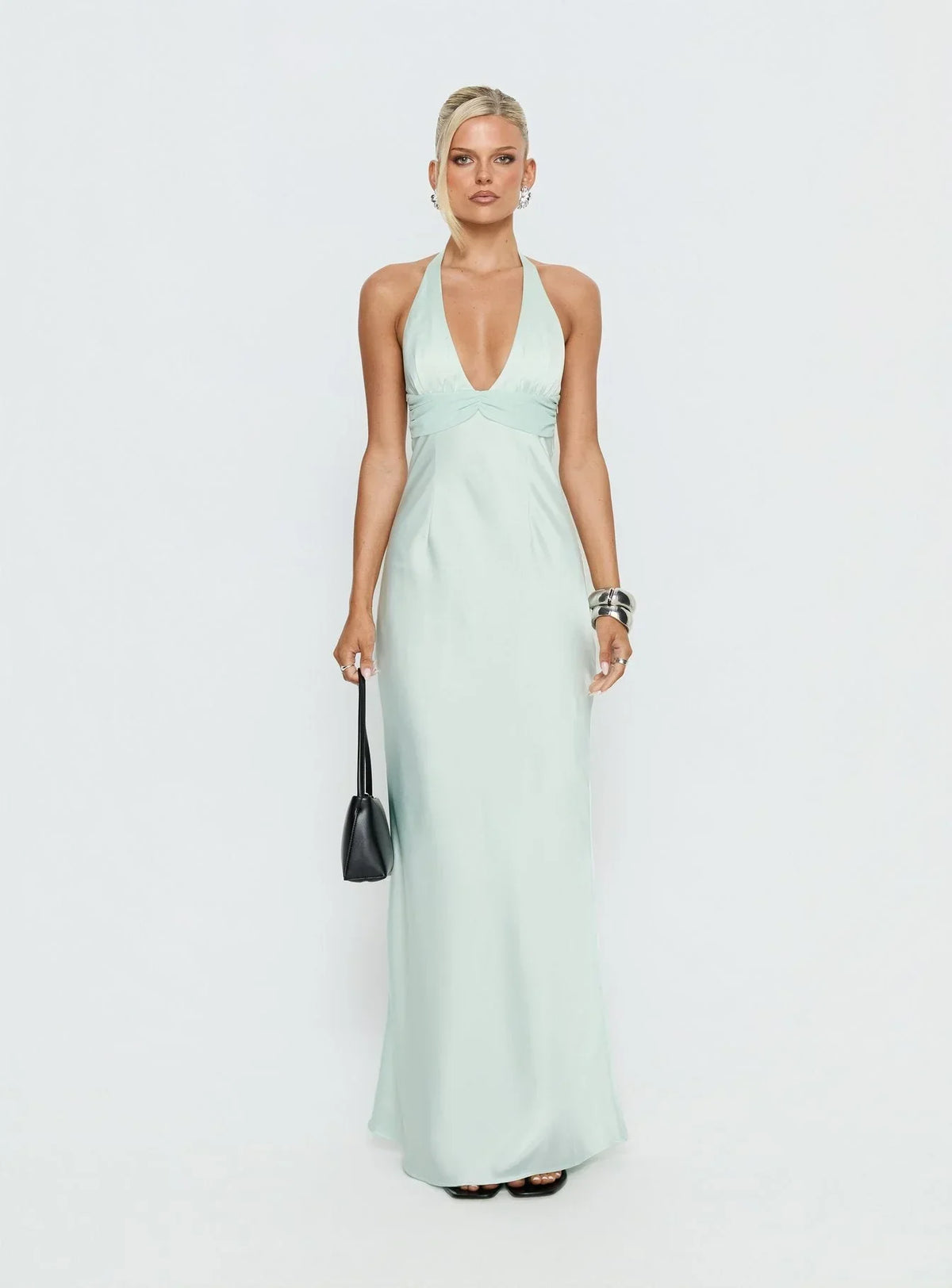 Kaelis Halter Maxi Dress in Purple