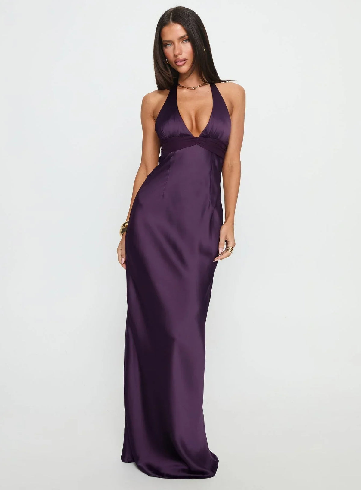 Kaelis Halter Maxi Dress in Purple