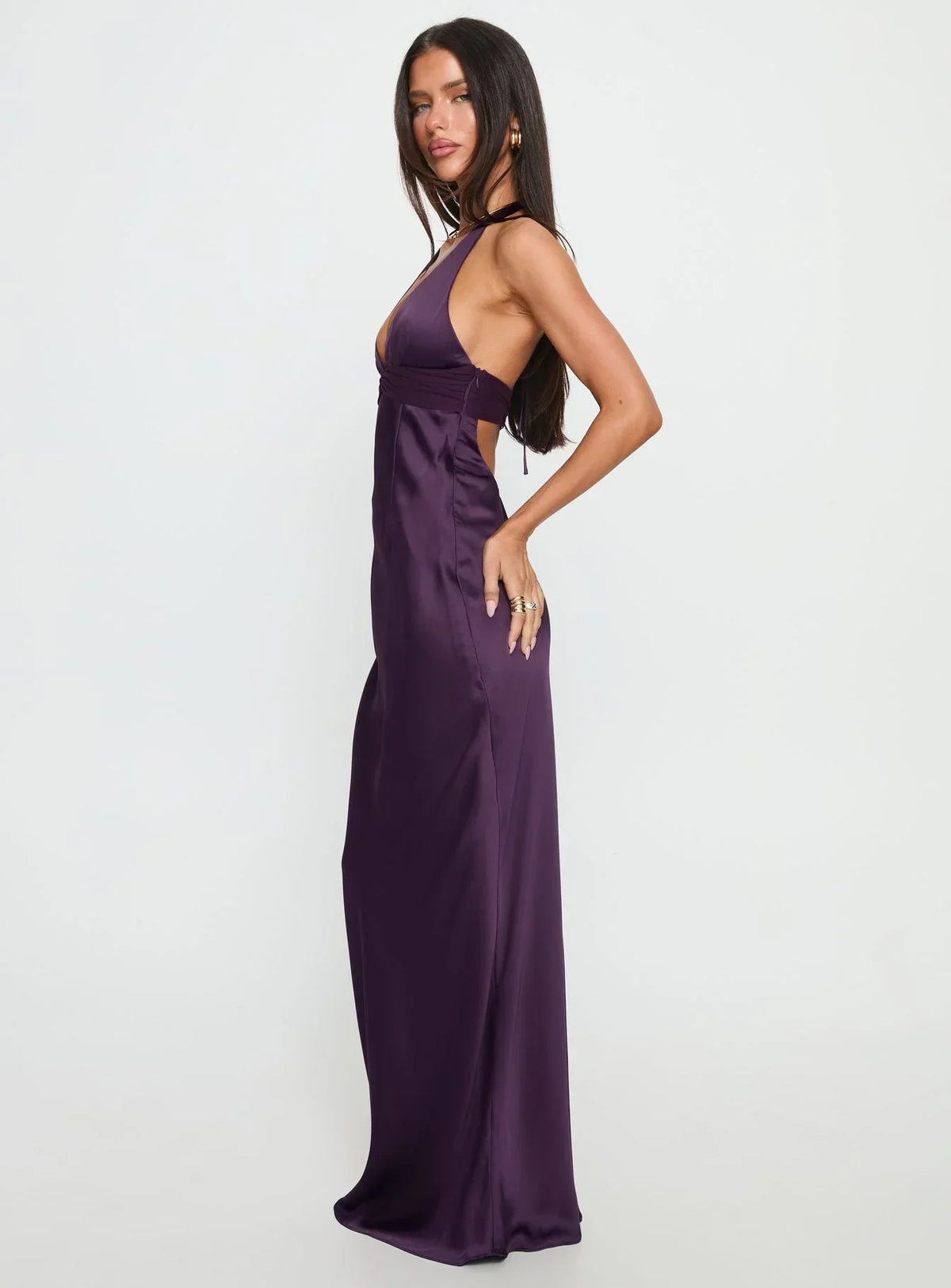 Kaelis Halter Maxi Dress in Purple