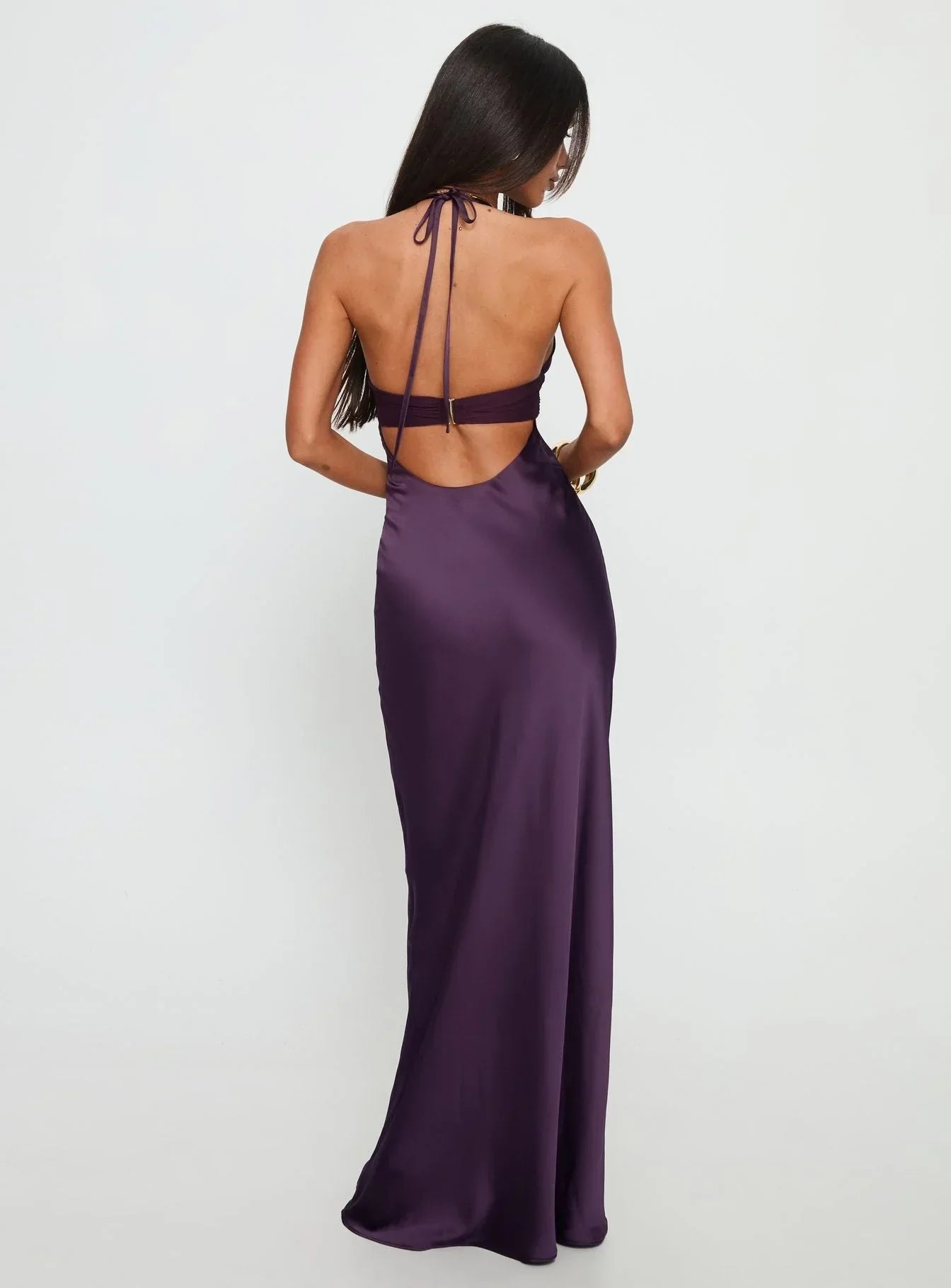 Kaelis Halter Maxi Dress in Purple