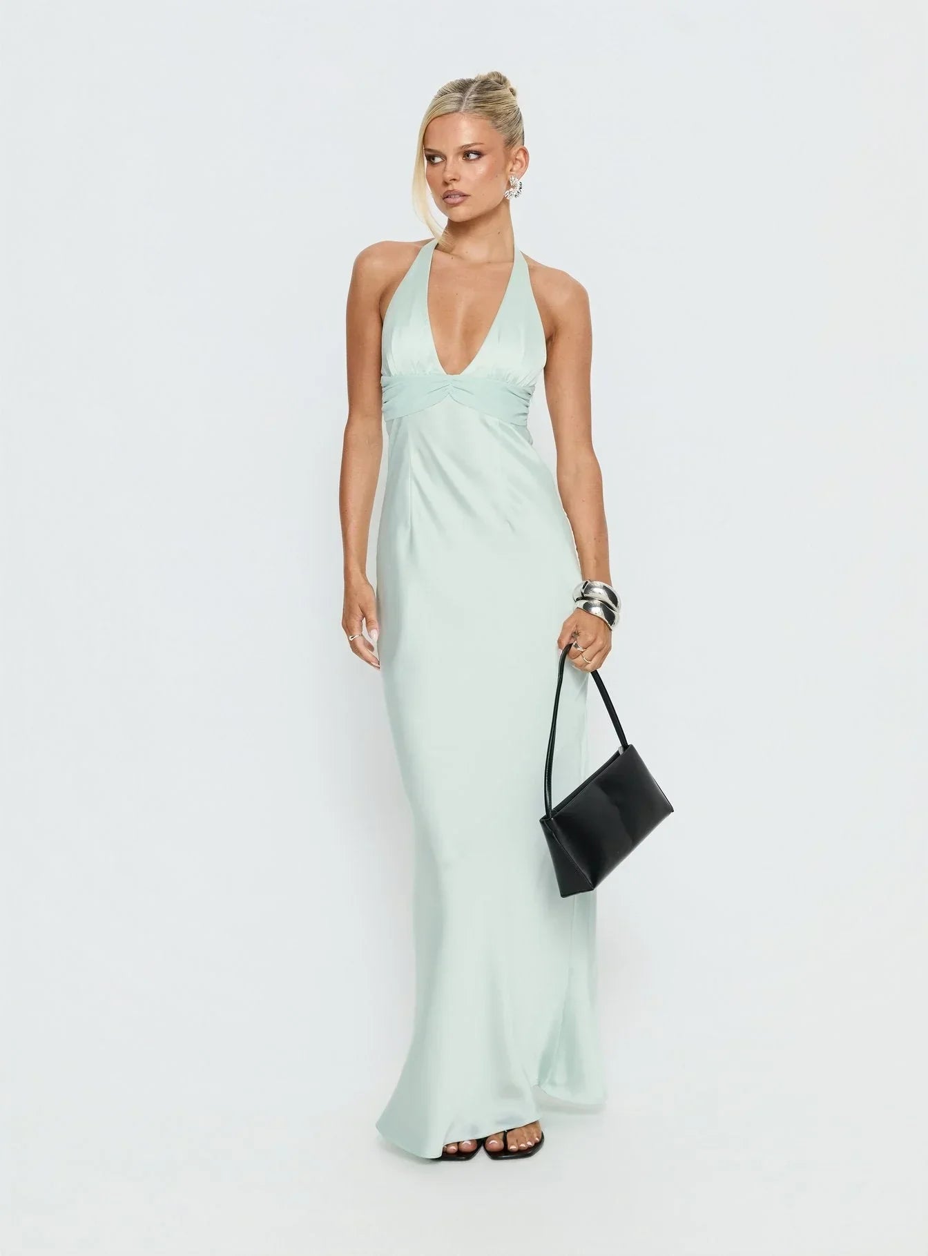 Kaelis Halter Maxi Dress in Purple