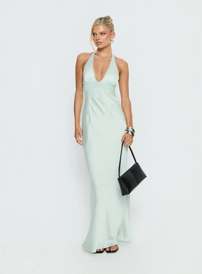 Kaelis Halter Maxi Dress in Purple