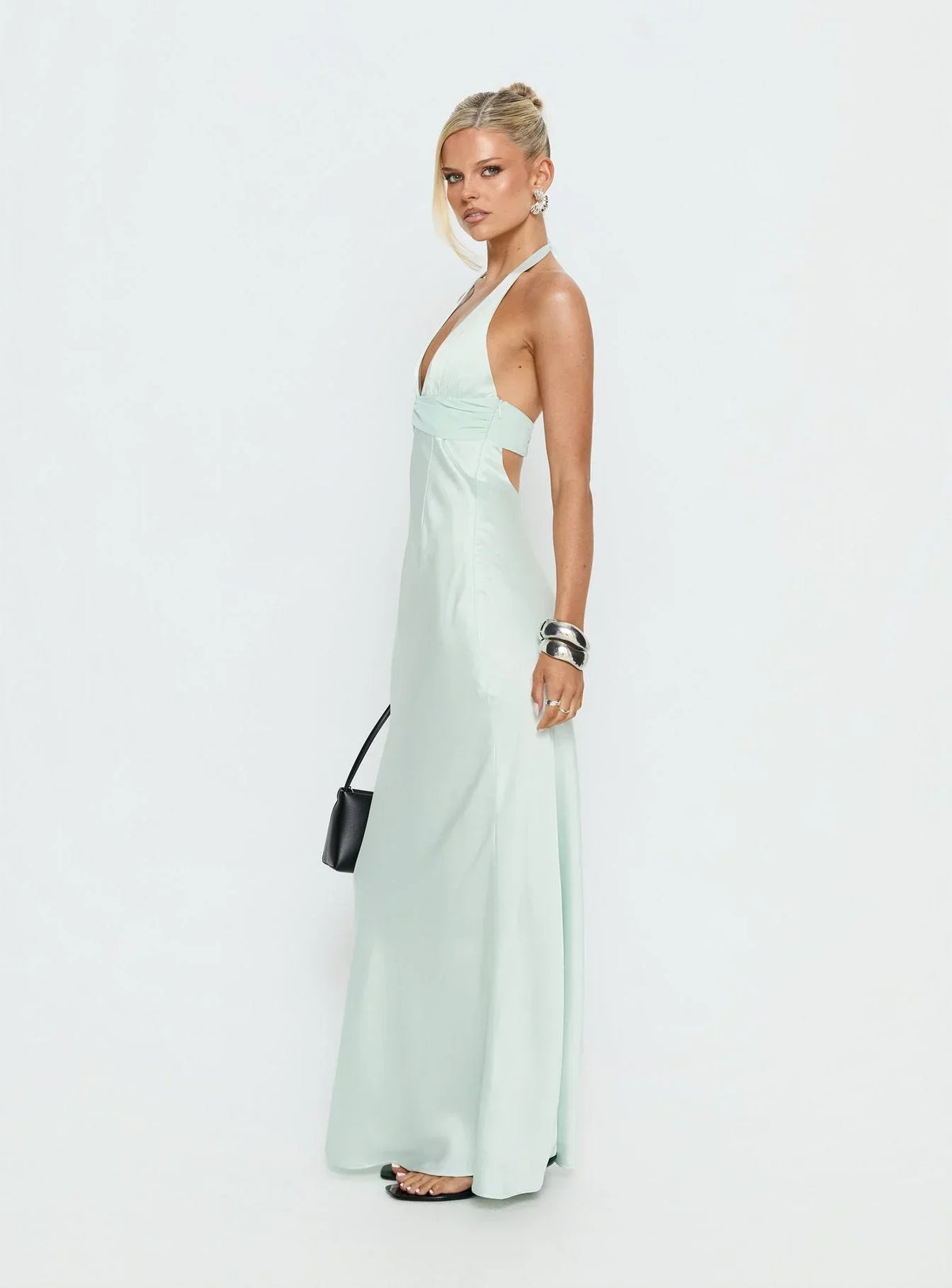 Kaelis Halter Maxi Dress in Purple