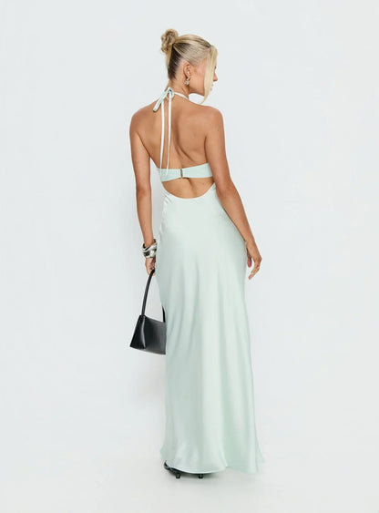 Kaelis Halter Maxi Dress in Purple