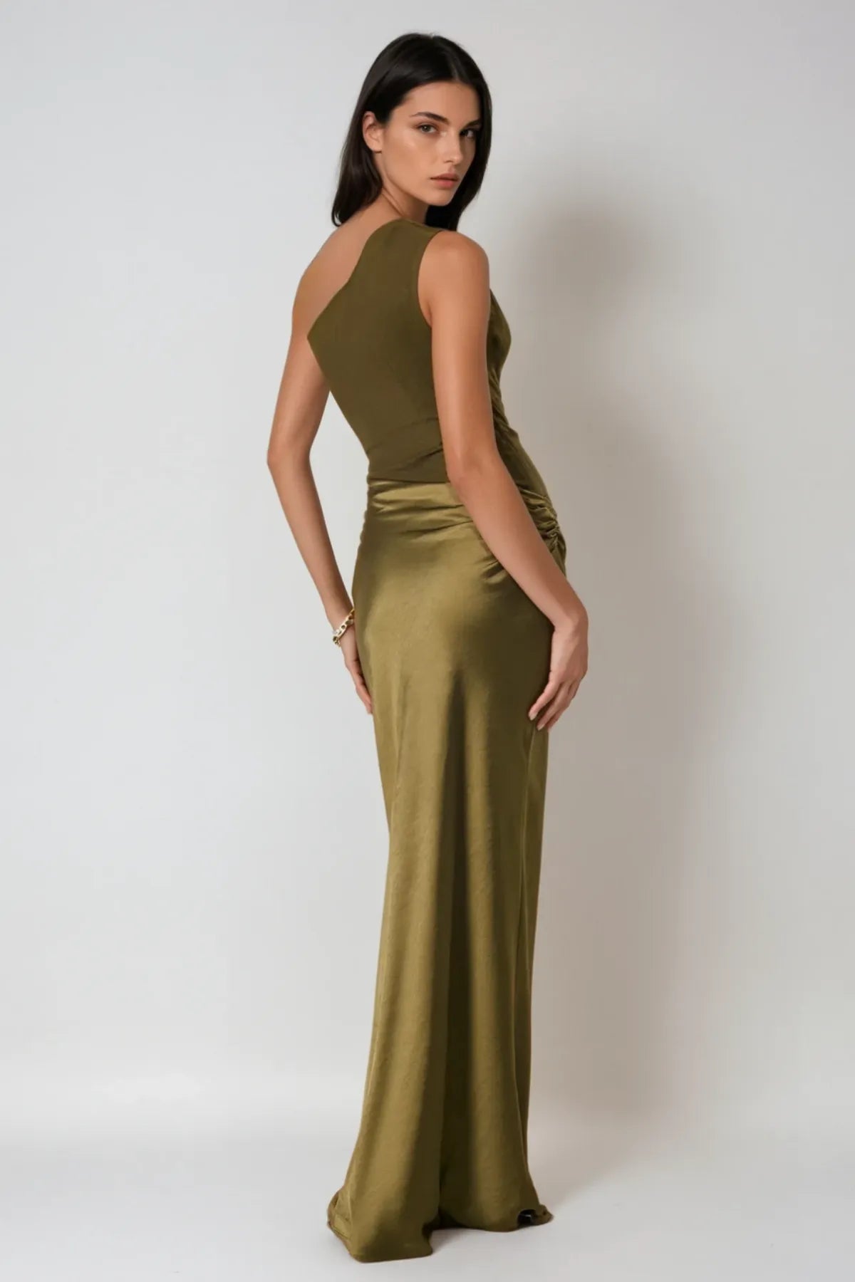 Kaelyn Shoulder Maxi Dress in Green