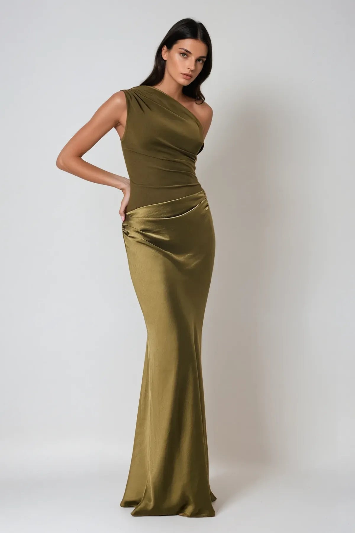 Kaelyn Shoulder Maxi Dress in Green