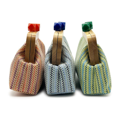 Kaia Boho Woven Clutch in Green