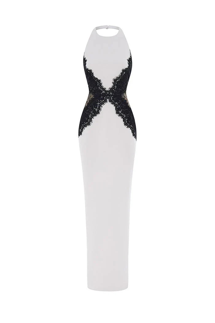 Kaira High-Neck Maxi Dress in White