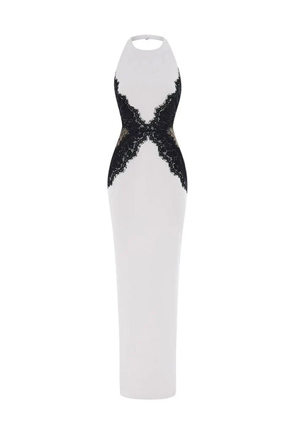 Kaira High-Neck Maxi Dress in White