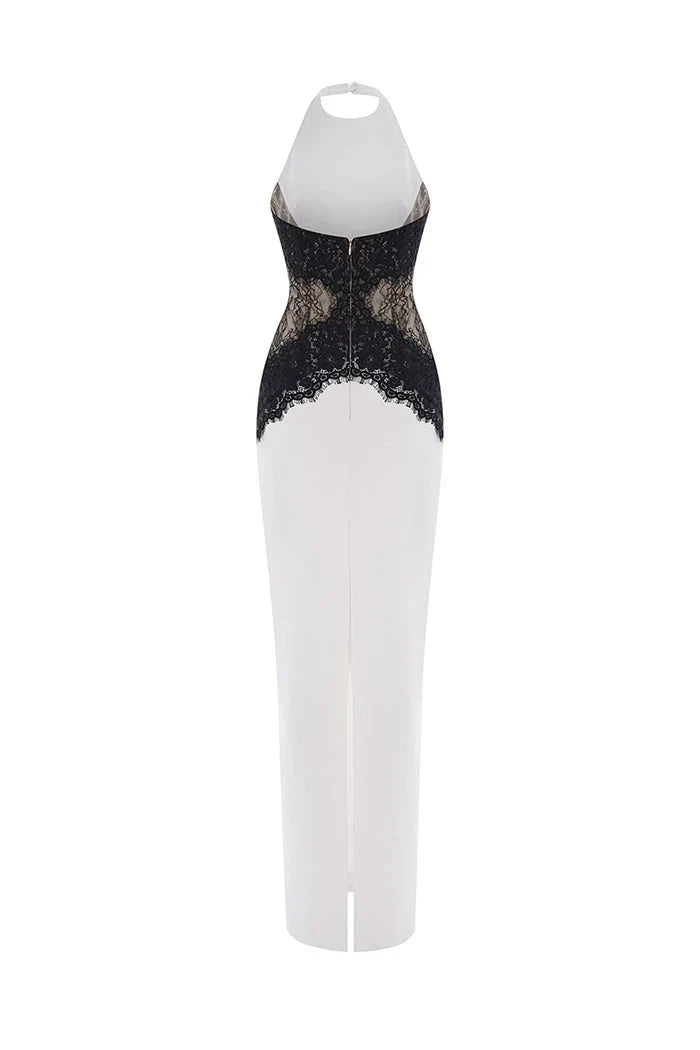 Kaira High-Neck Maxi Dress in White