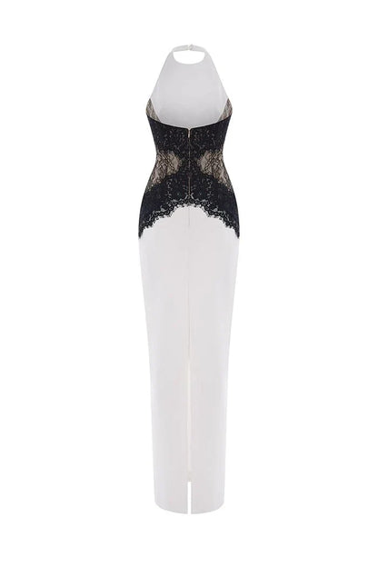 Kaira High-Neck Maxi Dress in White