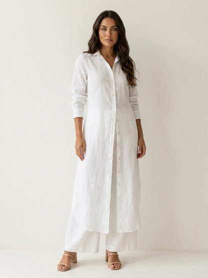 Kassia Linen Shirt Set in Green