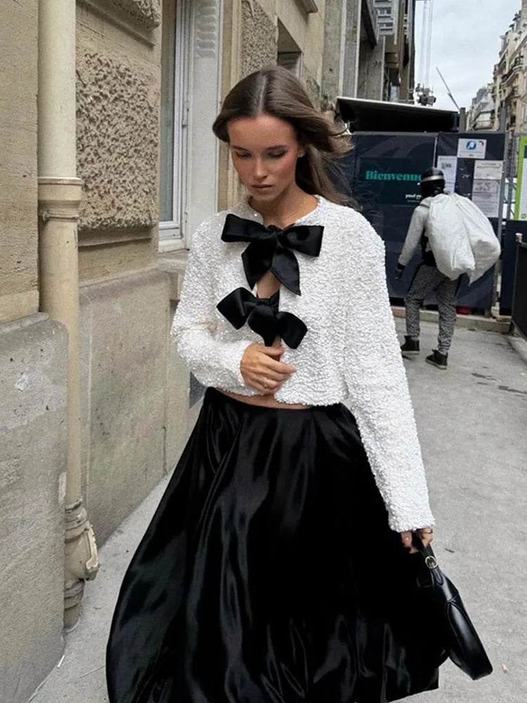 Kassia Longsleeve Sequin Top in White