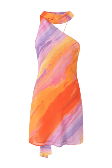 Katalina One-Shoulder Mini Dress in Orange