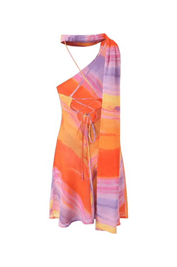 Katalina One-Shoulder Mini Dress in Orange