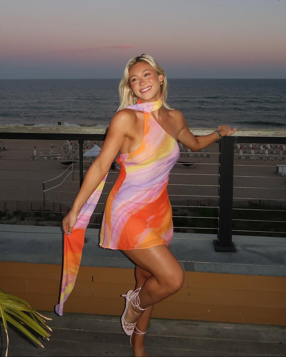Katalina One-Shoulder Mini Dress in Orange