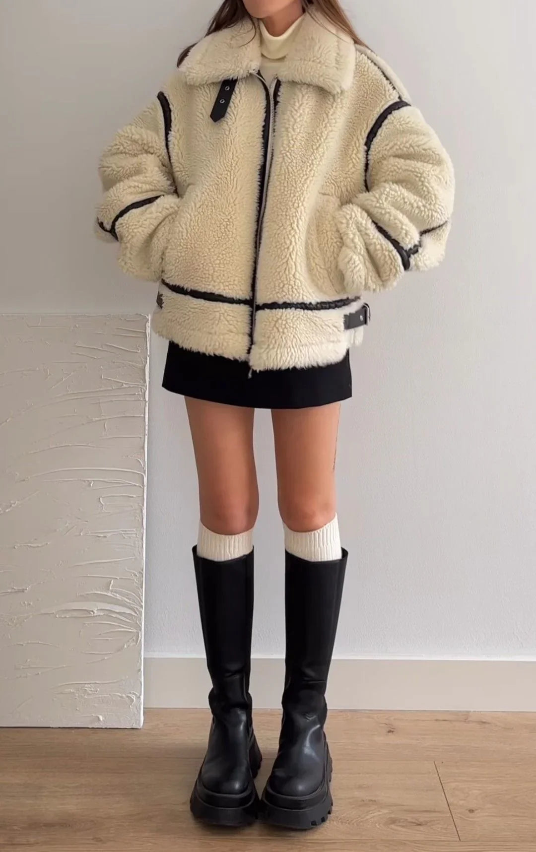Katherine Oversized Teddy Jacket in Green