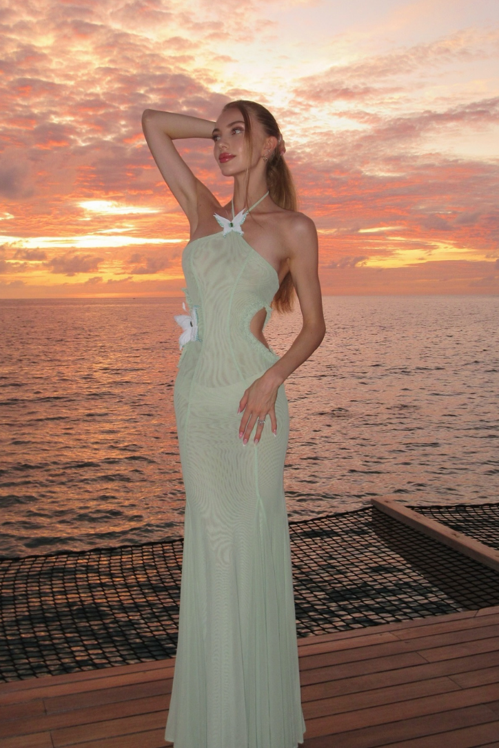 Kaylani Butterfly Maxi Dress in Green