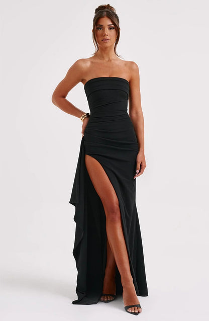 Kristin Strapless Maxi Dress in Red