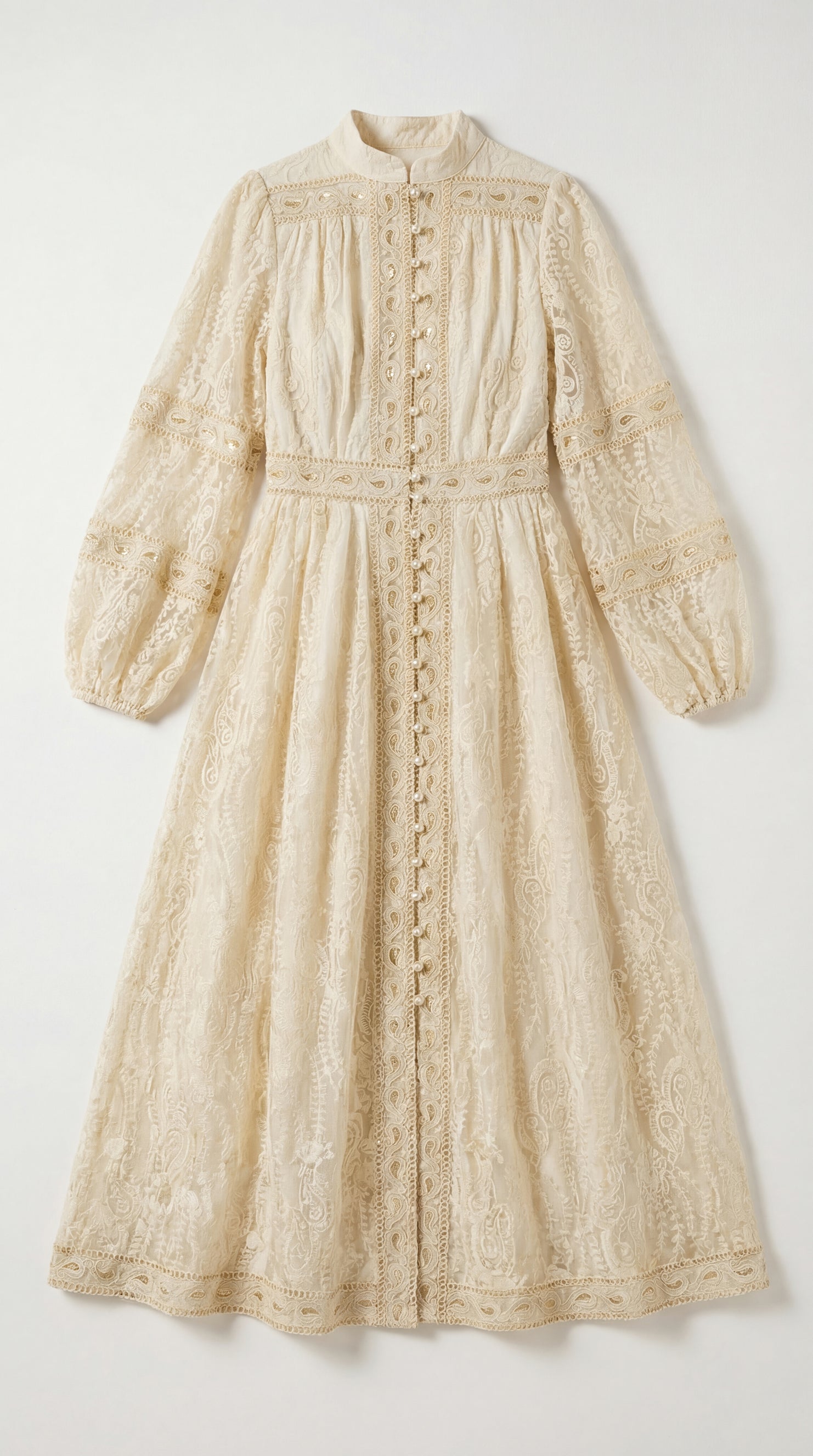 Women beige button maxi dress, detail close-up