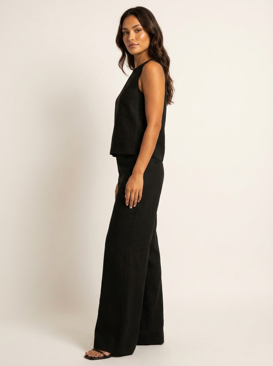 Lana Linen Tank Set in Green