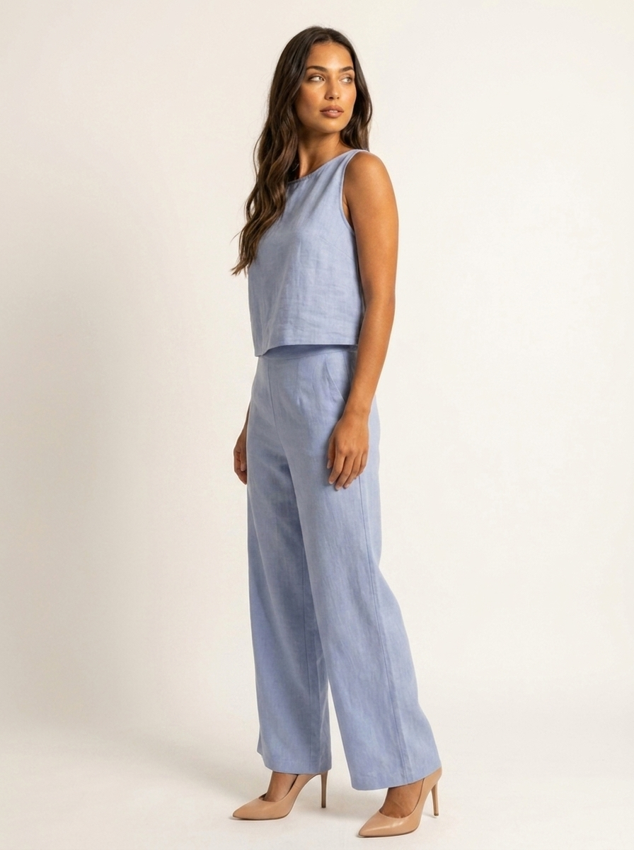 Lana Linen Tank Set in Green
