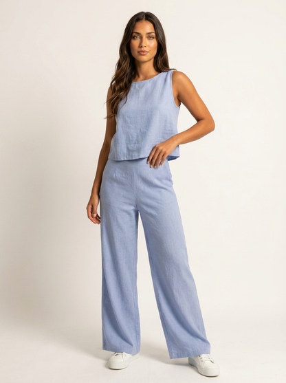 Lana Linen Tank Set in Green
