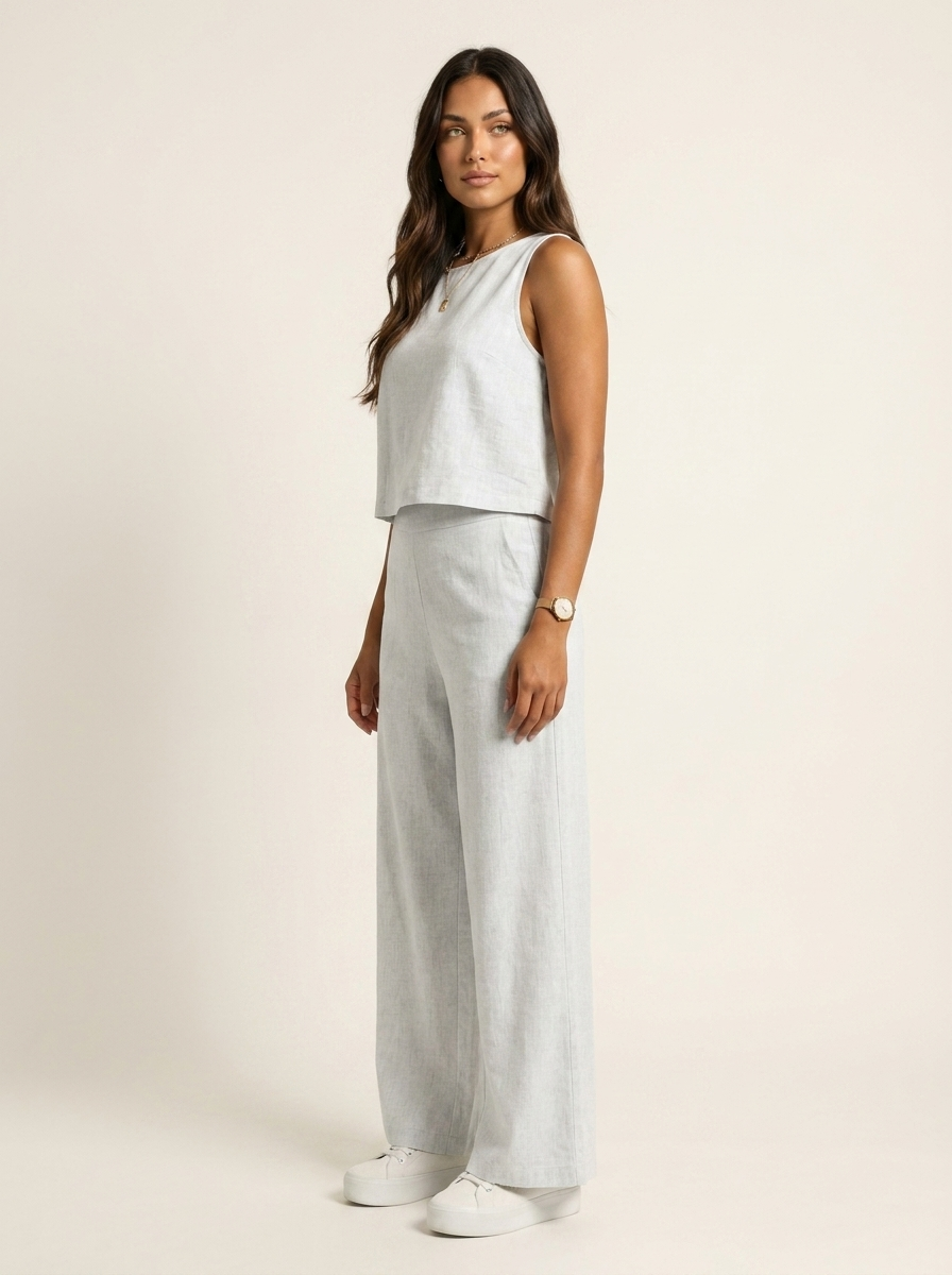 Lana Linen Tank Set in Green