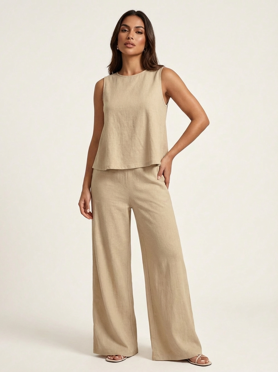 Lana Linen Tank Set in Green