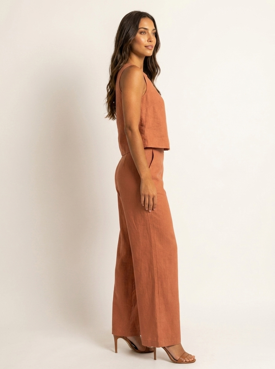 Lana Linen Tank Set in Green