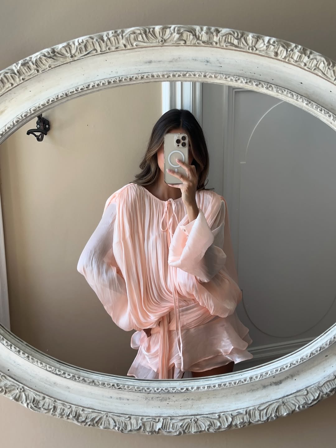 Lexi Ruffles Mini Dress in Beige
