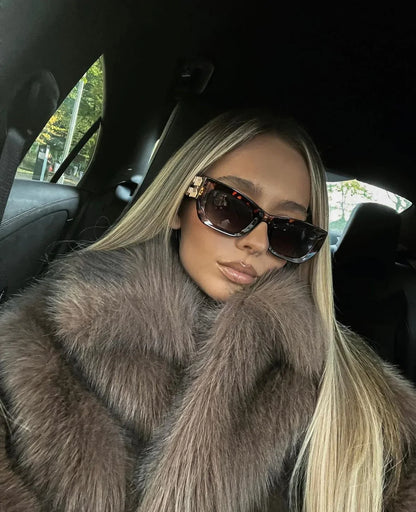 Lily Oversized Faux Coat in Brown