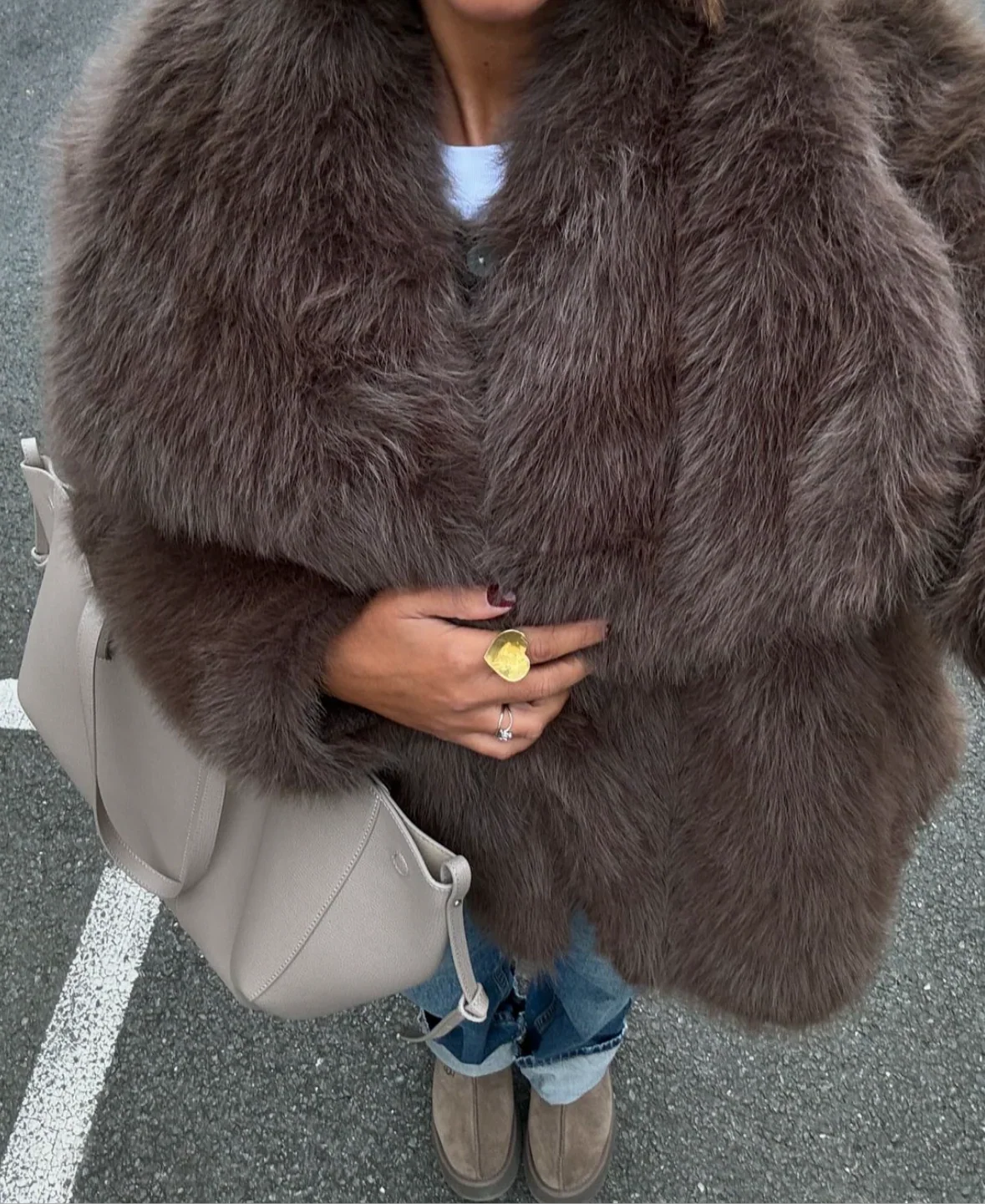 Lily Oversized Faux Coat in Brown