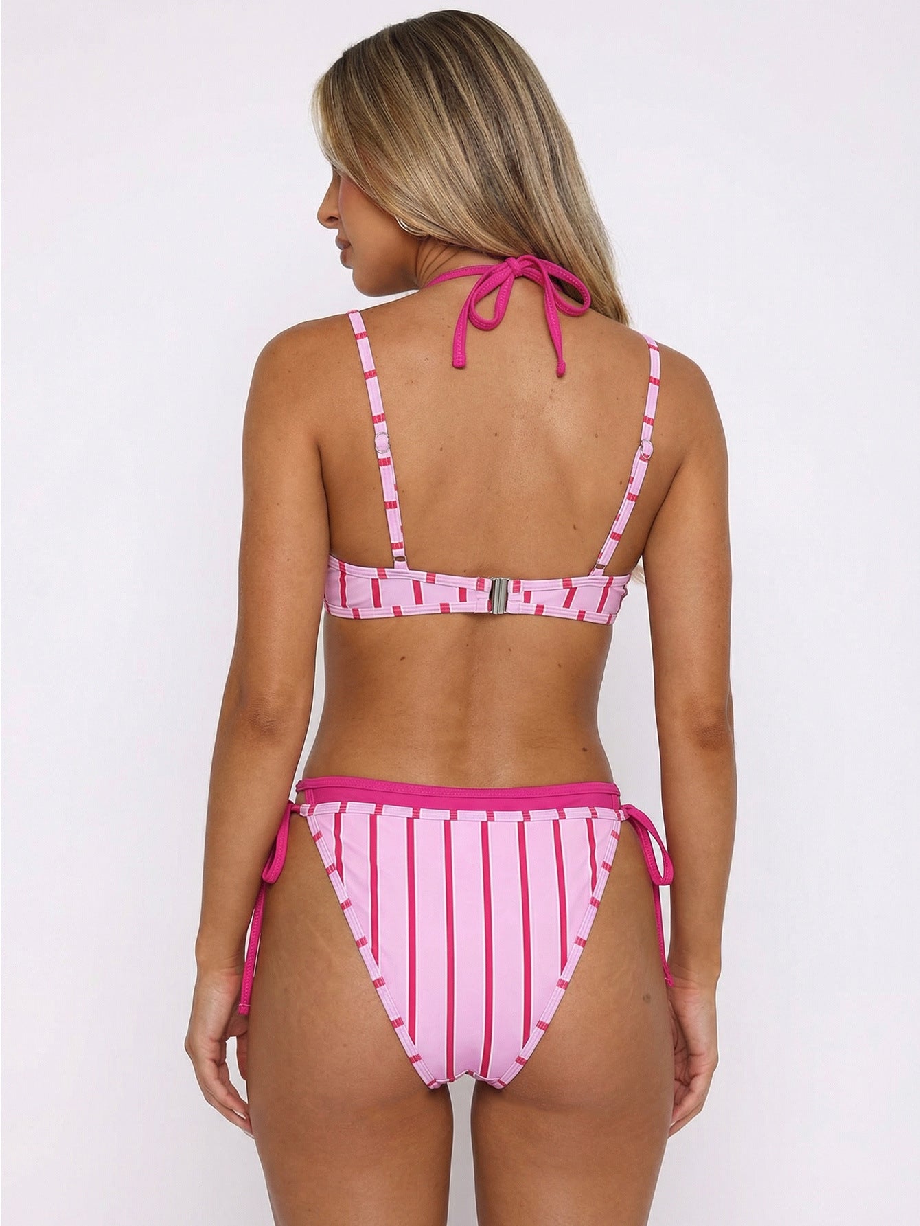 Lina Tie-Side Double Bikini Set in Pink