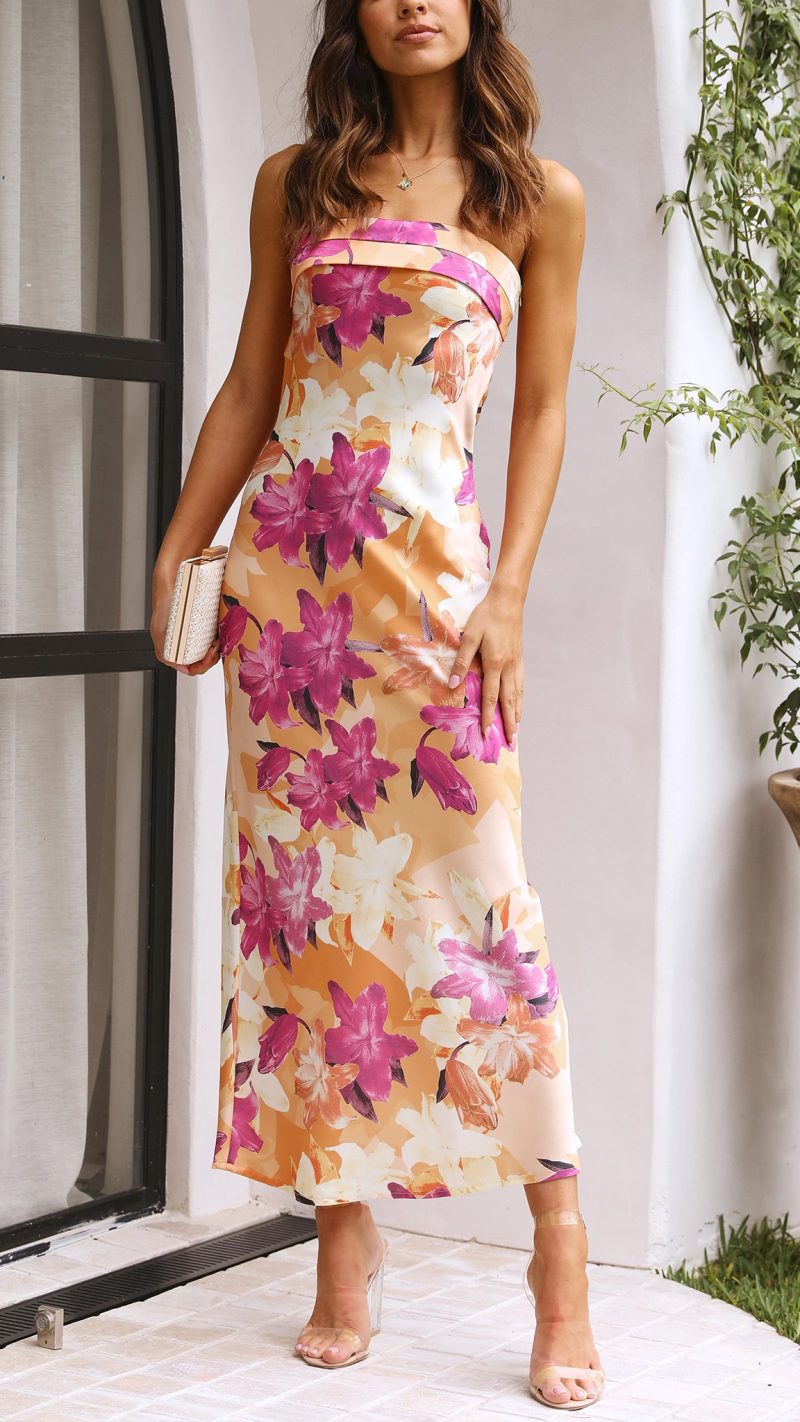 Linnea Strapless Maxi Dress in Pink