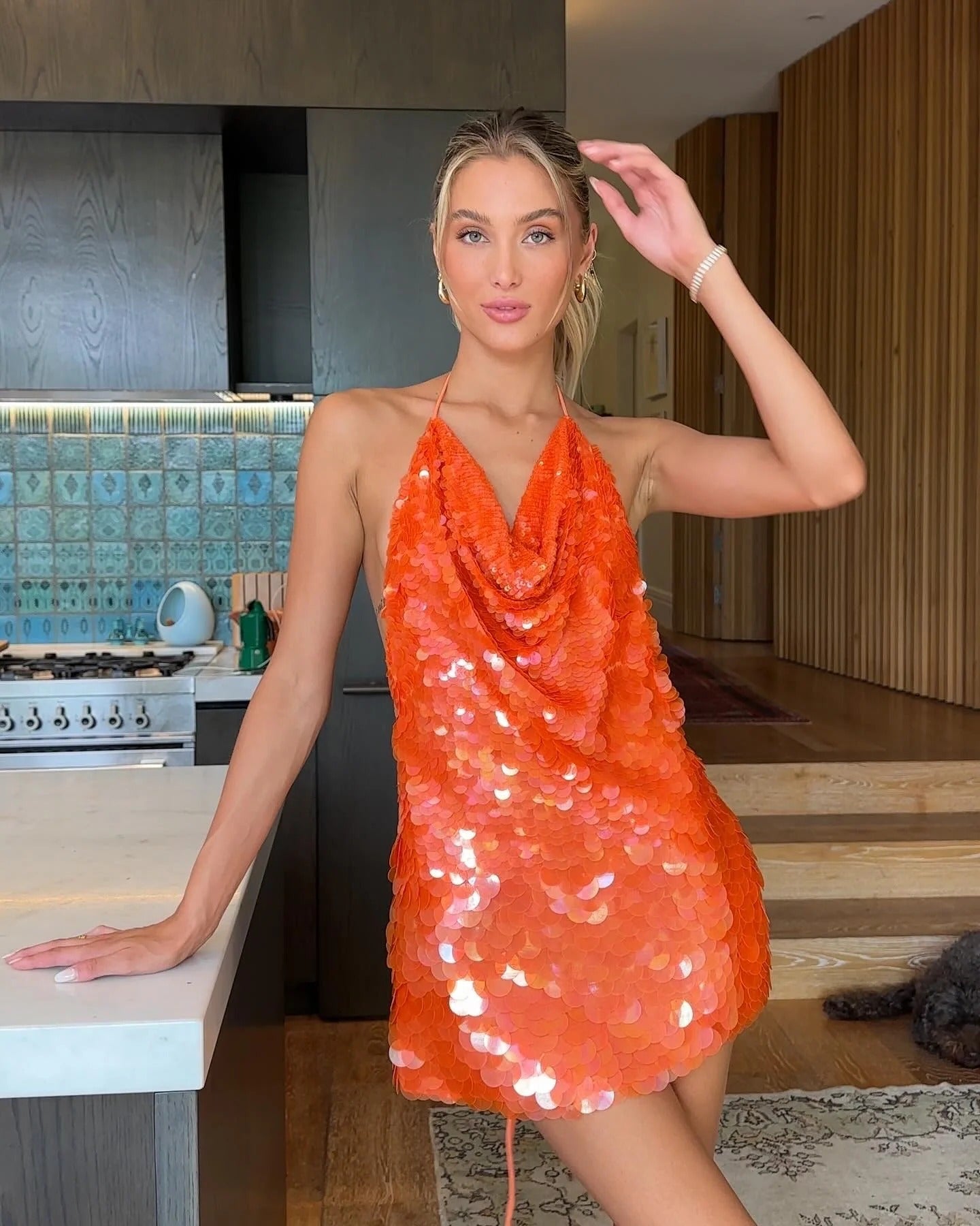 Livia Sleeveless Mini Dress in Orange