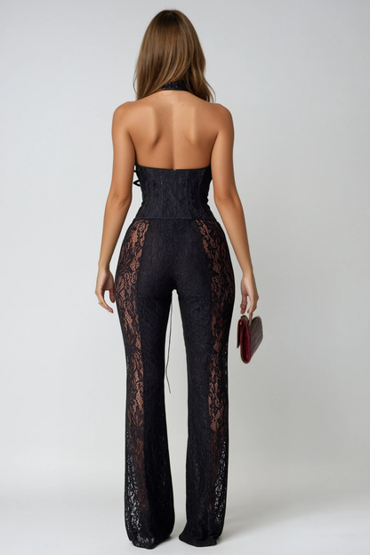 Lorelei Lace Plunge Jumpsuit in Black