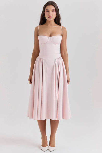 Women corset midi dress, side view