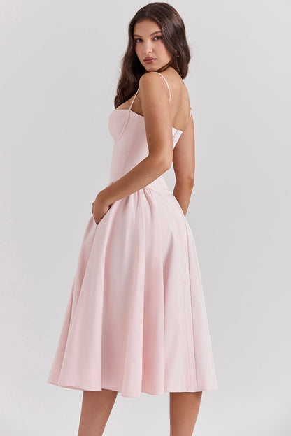 Women corset midi dress, side view
