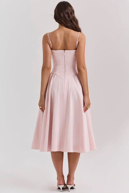 Women corset midi dress, detail close-up