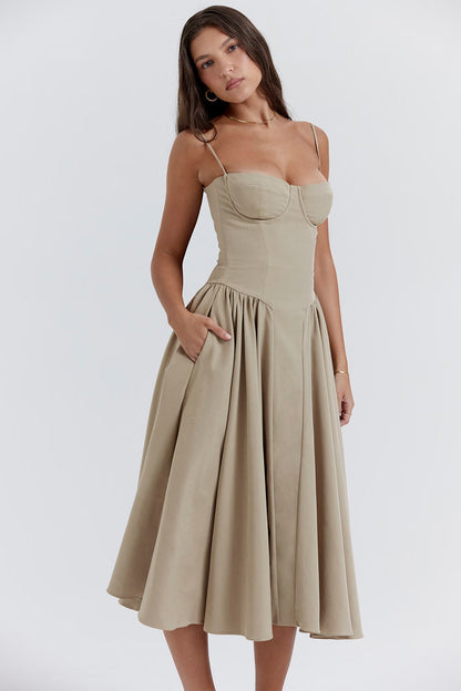 Women corset midi dress, front view