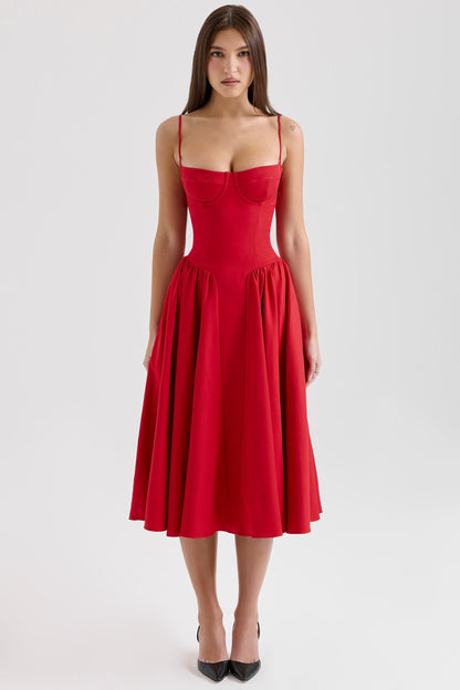 Women corset midi dress, back view