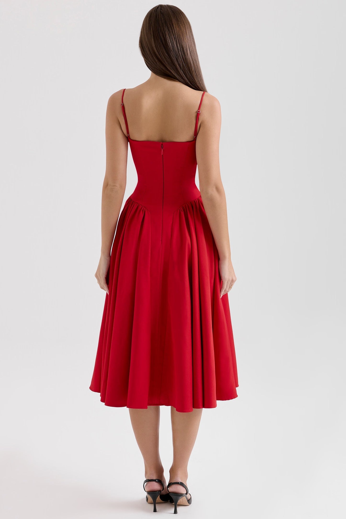 Women corset midi dress, side view