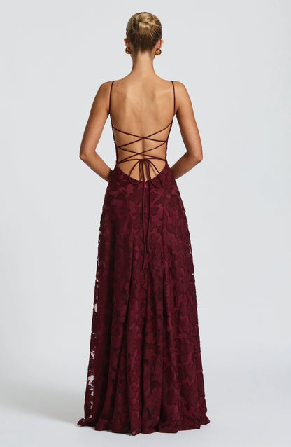 Women cowl maxi dress, detail close-up