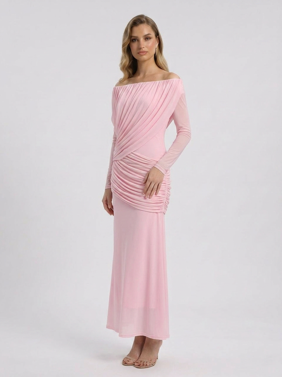 Lucienne Off Maxi Dress in Pink